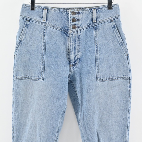 ABERCROMBIE FITCH Womens Retro Mom Jeans Size 6 Blue Denim High Rise Raw Hem - Picture 8 of 14